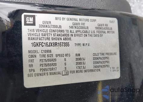 2008 GMC Yukon Xl 1500 Slt z USA, uszkodzony, nr VIN 1GKFC16JX8R167355